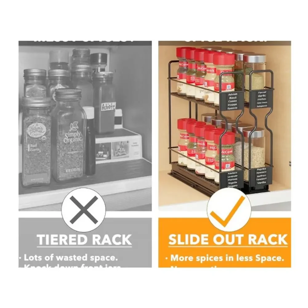 NIB SpaceAid 2-Pack Heavy Duty Pull Out Spice Rack Cabinet Organizer 2-Tier